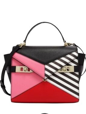 Like New Henri Bendel New York Colorblock Pink and Red Top-Handle Women’s Bag